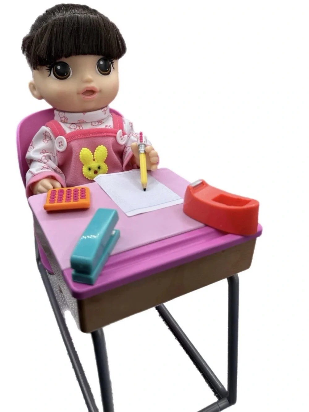 Pink School Playset with Doll, Chair, Desk and Accessories